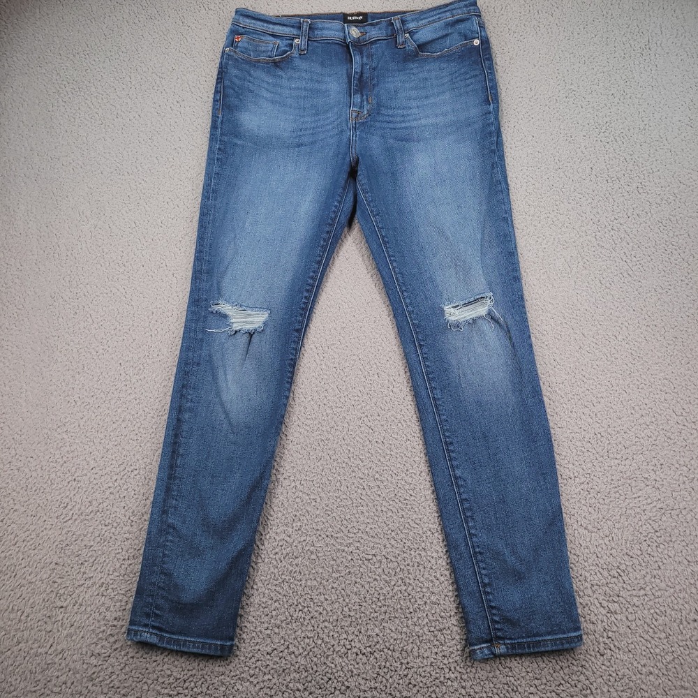 HUDSON Jeans Size 32 Blair Super Skinny High Rise Distressed Stretch Denim